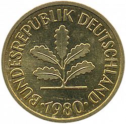Large Obverse for 5 Pfennig 1980 coin