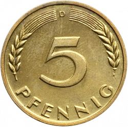 Large Reverse for 5 Pfennig 1950 coin