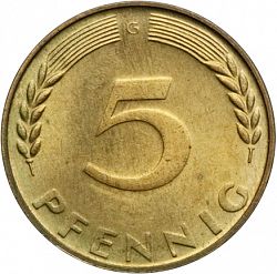 Large Reverse for 5 Pfennig 1966 coin