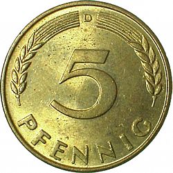 Large Reverse for 5 Pfennig 1967 coin
