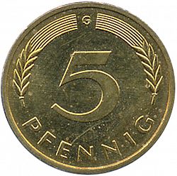 Large Reverse for 5 Pfennig 1980 coin