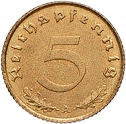 Large Reverse for 5 Reichspfenning 1938 coin