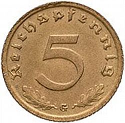 Large Reverse for 5 Reichspfenning 1939 coin