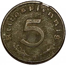 Large Reverse for 5 Reichspfenning 1941 coin