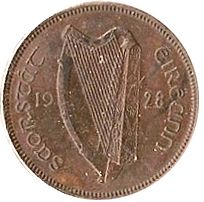 Large Obverse for 1/2d - Halfpenny 1933 coin