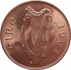 Large Obverse for 1d - Penny 1968 coin