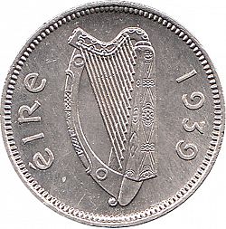 Large Obverse for 3d - 3 Pence 1939 coin