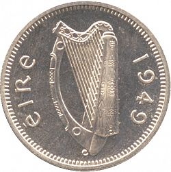 Large Obverse for 3d - 3 Pence 1949 coin