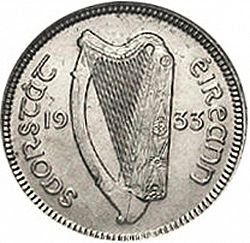 Large Obverse for 3d - 3 Pence 1933 coin