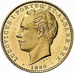 Large Obverse for 10000 Réis ( Coroa ) 1880 coin