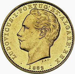 Large Obverse for 10000 Réis ( Coroa ) 1882 coin