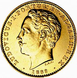 Large Obverse for 10000 Réis ( Coroa ) 1883 coin