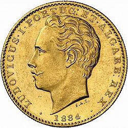 Large Obverse for 10000 Réis ( Coroa ) 1884 coin