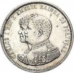 Large Obverse for 1000 Réis ( Cinco Tostôes ) 1898 coin