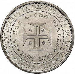 Large Reverse for 1000 Réis ( Cinco Tostôes ) 1898 coin