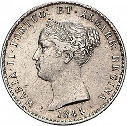 Large Obverse for 1000 Réis ( 10 Tostôes ) 1844 coin