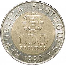 Large Obverse for 100 Escudos 1990 coin