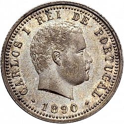 Large Obverse for 100 Réis ( Tostâo ) 1890 coin