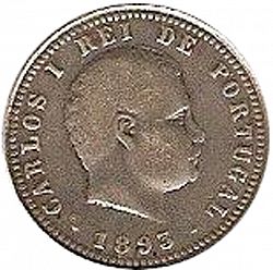 Large Obverse for 100 Réis ( Tostâo ) 1893 coin
