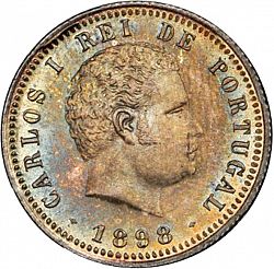 Large Obverse for 100 Réis ( Tostâo ) 1898 coin