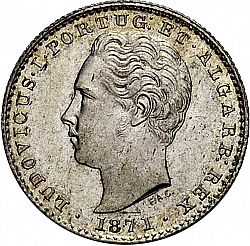 Large Obverse for 100 Réis ( Tostâo ) 1871 coin