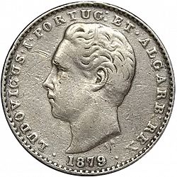 Large Obverse for 100 Réis ( Tostâo ) 1879 coin