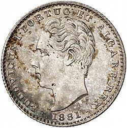 Large Obverse for 100 Réis ( Tostâo ) 1881 coin