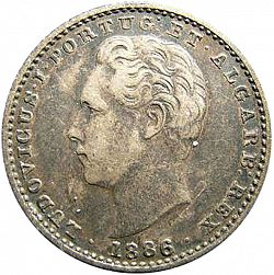 Large Obverse for 100 Réis ( Tostâo ) 1886 coin