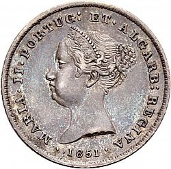 Large Obverse for 100 Réis ( Tostâo ) 1851 coin