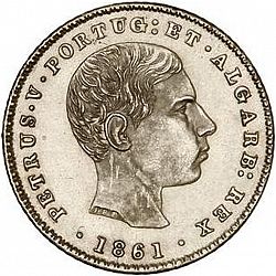 Large Obverse for 100 Réis ( Tostâo ) 1861 coin