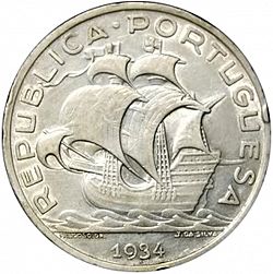 Large Obverse for 10 Escudos 1934 coin