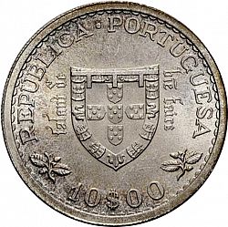 Large Reverse for 10 Escudos 1960 coin