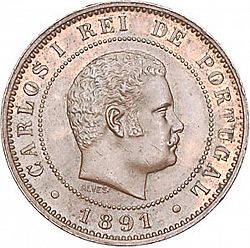 Large Obverse for 10 Réis 1891 coin