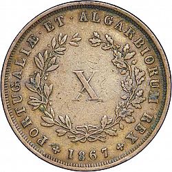 Large Reverse for 10 Réis 1867 coin