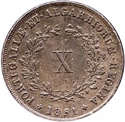 Large Reverse for 10 Réis 1851 coin