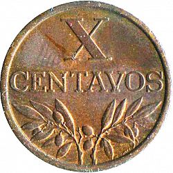 Large Reverse for 10 Centavos 1965 coin