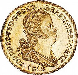 Large Obverse for 1600 Réis ( Escudo ) 1819 coin