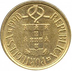 Large Obverse for 1 Escudo 1990 coin