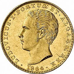 Large Obverse for 2000 Réis ( Quinto de  Coroa ) 1864 coin