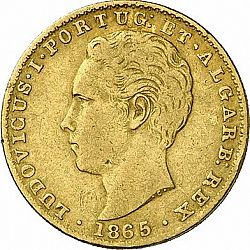 Large Obverse for 2000 Réis ( Quinto de  Coroa ) 1865 coin