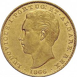 Large Obverse for 2000 Réis ( Quinto de  Coroa ) 1866 coin
