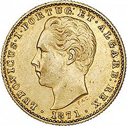 Large Obverse for 2000 Réis ( Quinto de  Coroa ) 1871 coin