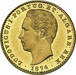 Large Obverse for 2000 Réis ( Quinto de  Coroa ) 1874 coin