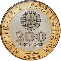 Large Obverse for 200 Escudos 1991 coin