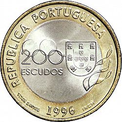 Large Obverse for 200 Escudos 1996 coin