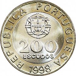 Large Obverse for 200 Escudos 1998 coin