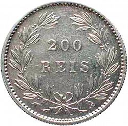 Large Reverse for 200 Réis ( 2 Tostôes ) 1887 coin