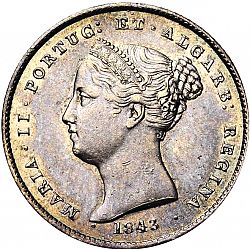 Large Obverse for 200 Réis ( 2 Tostôes ) 1843 coin