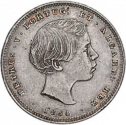 Large Obverse for 200 Réis ( 2 Tostôes ) 1854 coin