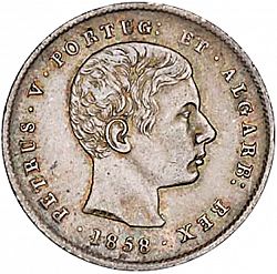 Large Obverse for 200 Réis ( 2 Tostôes ) 1858 coin